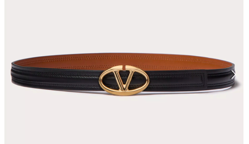 Valentino Garavani The Bold Edition VLOGO 20mm Calfskin Leather Black Belt